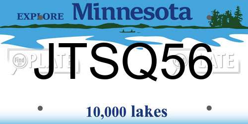 JTSQ56 Minnesota License Plate