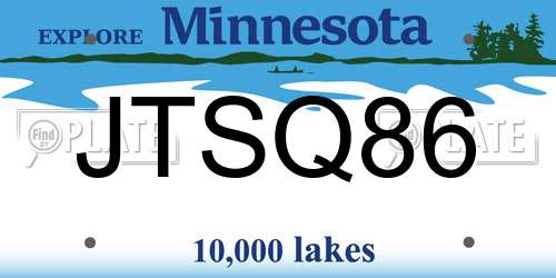 JTSQ86 Minnesota License Plate