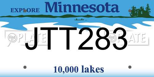 JTT283 Minnesota License Plate