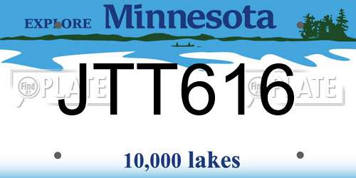 JTT616 Minnesota License Plate
