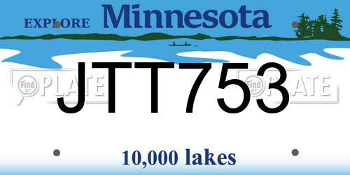 JTT753 Minnesota License Plate