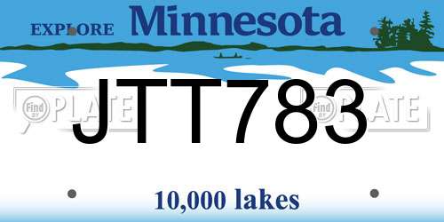 JTT783 Minnesota License Plate