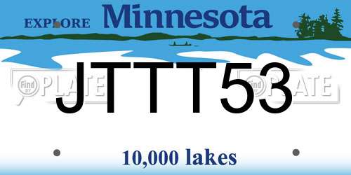 JTTT53 Minnesota License Plate