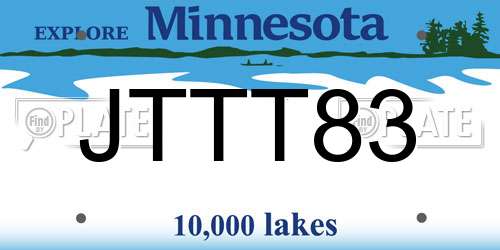 JTTT83 Minnesota License Plate
