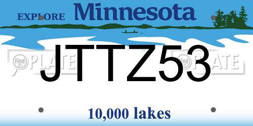 JTTZ53 Minnesota License Plate