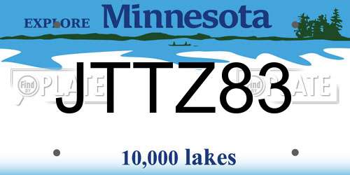 JTTZ83 Minnesota License Plate