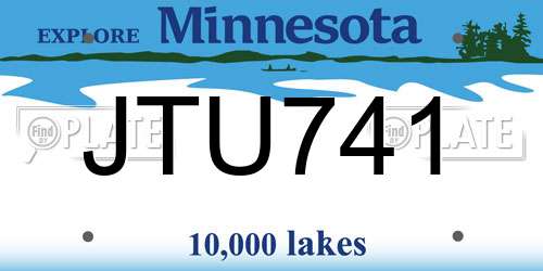 JTU741 Minnesota License Plate