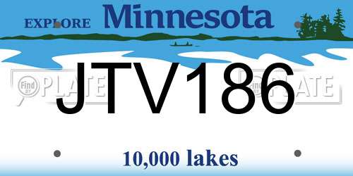 JTV186 Minnesota License Plate