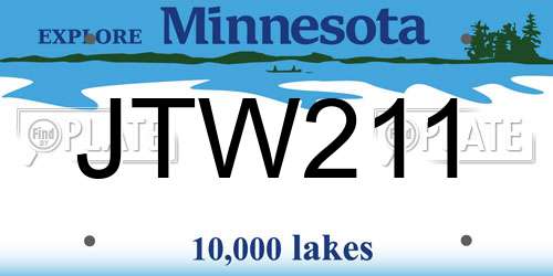 JTW211 Minnesota License Plate