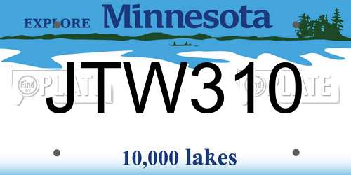 JTW310 Minnesota License Plate