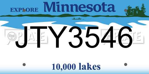 JTY3546 Minnesota License Plate