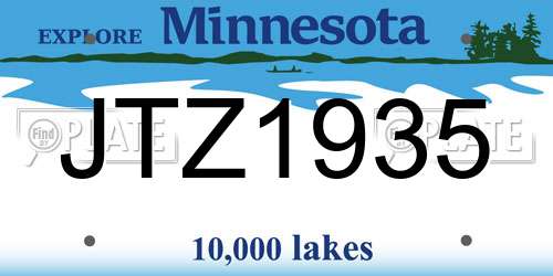 JTZ1935 Minnesota License Plate