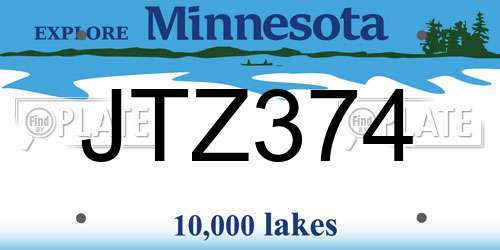 JTZ374 Minnesota License Plate