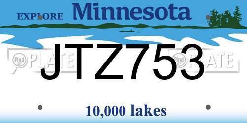 JTZ753 Minnesota License Plate
