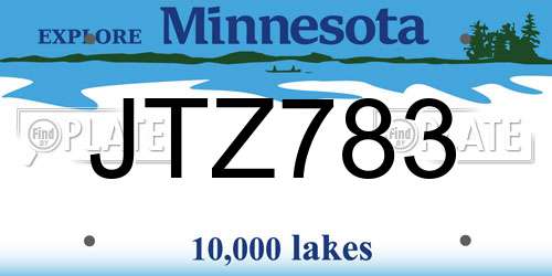 JTZ783 Minnesota License Plate