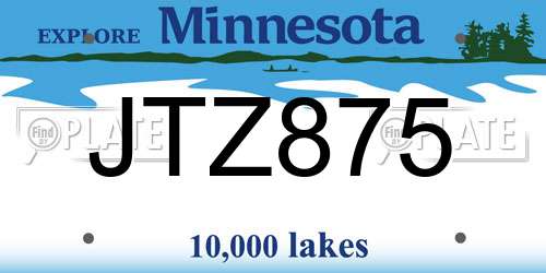 JTZ875 Minnesota License Plate