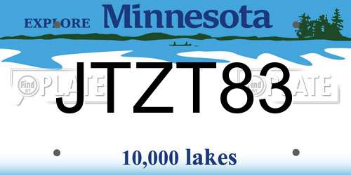 JTZT83 Minnesota License Plate