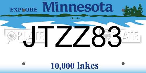 JTZZ83 Minnesota License Plate