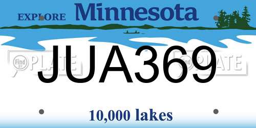 JUA369 Minnesota License Plate