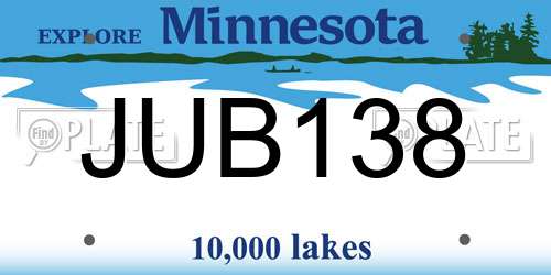 JUB138 Minnesota License Plate
