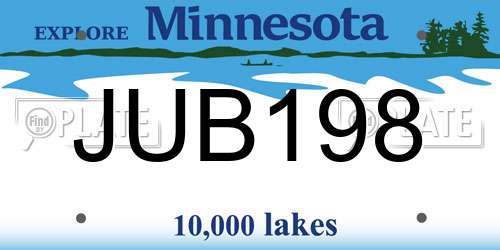 JUB198 Minnesota License Plate