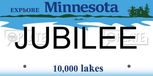 JUBILEE Minnesota License Plate