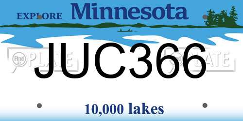 JUC366 Minnesota License Plate