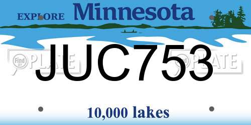JUC753 Minnesota License Plate