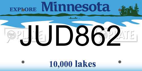 JUD862 Minnesota License Plate