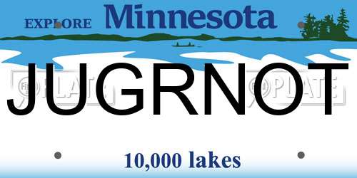 JUGRNOT Minnesota License Plate
