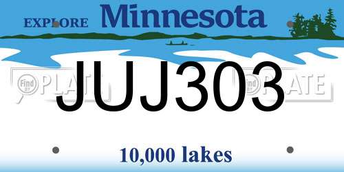JUJ303 Minnesota License Plate