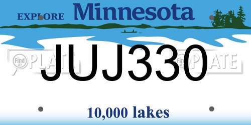 JUJ330 Minnesota License Plate