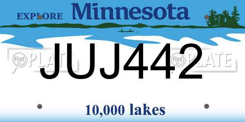 JUJ442 Minnesota License Plate