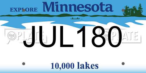 JUL180 Minnesota License Plate