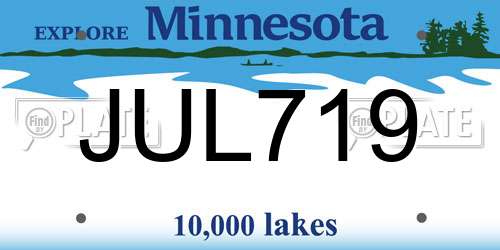 JUL719 Minnesota License Plate