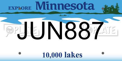 JUN887 Minnesota License Plate