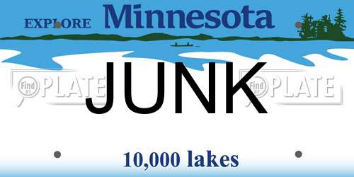 JUNK Minnesota License Plate
