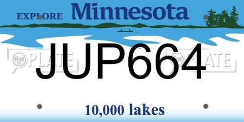 JUP664 Minnesota License Plate