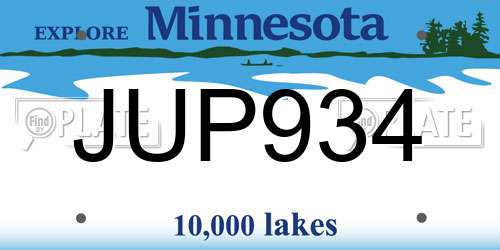 JUP934 Minnesota License Plate