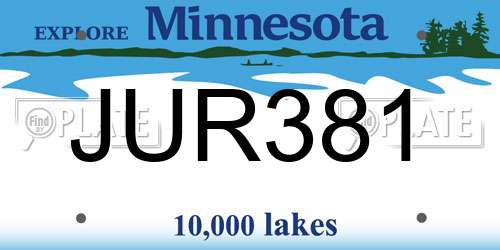 JUR381 Minnesota License Plate
