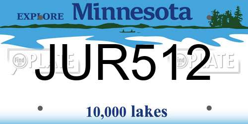 JUR512 Minnesota License Plate
