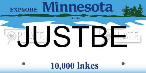 JUSTBE Minnesota License Plate