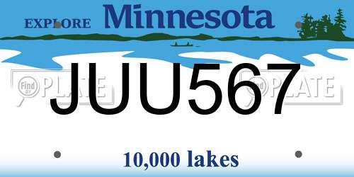 JUU567 Minnesota License Plate
