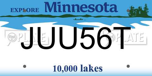 JUU56T Minnesota License Plate