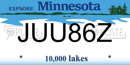 JUU86Z Minnesota License Plate