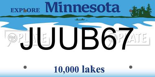 JUUB67 Minnesota License Plate