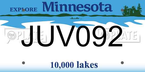 JUV092 Minnesota License Plate