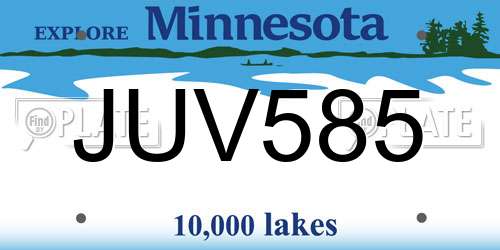 JUV585 Minnesota License Plate