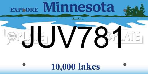 JUV781 Minnesota License Plate