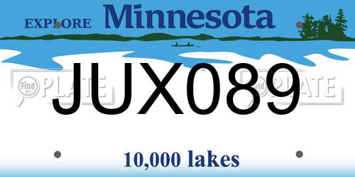 JUX089 Minnesota License Plate